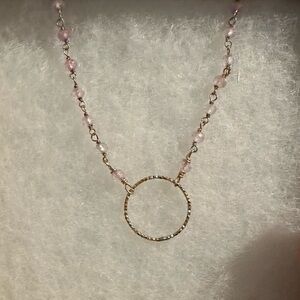 Gold and Pink Beaded Necklace